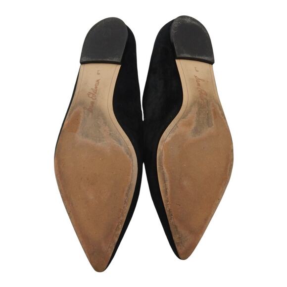 Sam Edelman Riza Wavy Scalloped Pointed Toe Suede Ballet Flats Black Size 9 - Picture 5 of 6